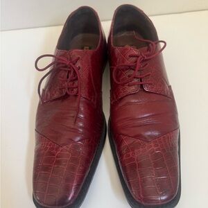 Stacy Adams Red Croc-Embossed Oxfords